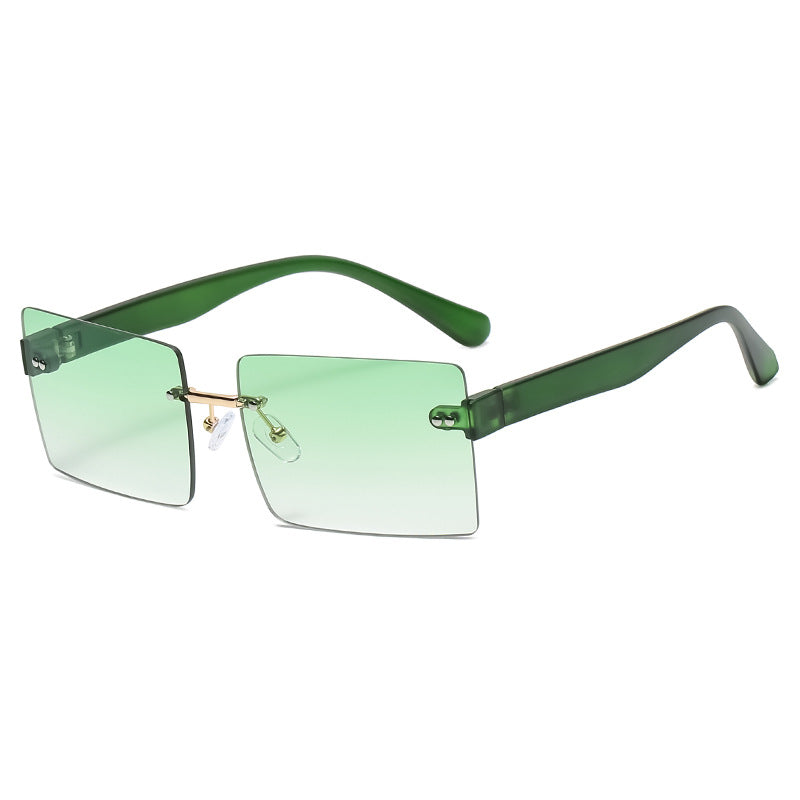 Green frameless sunglasses