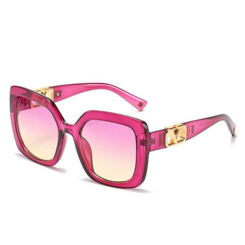 Barbie Pink Square Trendy V-Shaped Sunglasses (Neon Pink/Soft Pink)